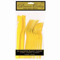 24 Piece Yellow Sunshine Heavy Duty Plastic Ware 8 Each Piece