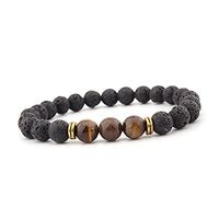 SULYSI Lava Rock Beaded Stone Stretch Bracelet with Tiger Eye Oil Diffuser for Men Women - meditation,relax,healing,aromatherapy