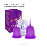 2 Pieces Anytime Feminine Hygiene Lady Cup Menstrual Cup Wholesale Reusable Medical Grade Silicone for Women Menstruation (Purple, Large and Small)