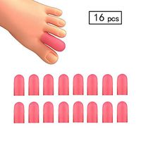 16 Pieces Gel Toe Caps, Silicone Toe Protector Toe Covers, Gel Toe Cushion to Protect Toe from Rubbing, Ingrown Toenails, Corns, Blisters, Hammer Toes and Other Painful Toe Problems (Pink)