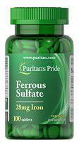 Puritan's Pride Iron Ferrous Sulfate 28 mg-100 Tablets