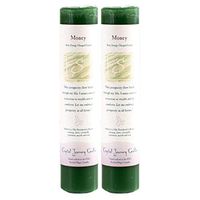Crystal Journey Candles Money Pillar Candle 2 Pack - Two Pillar Candles with Herbal Blends of Clove, Nutmeg, Cinnamon, Myrrh, Citronella - Magic Pillar Candle
