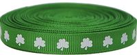 Shamrock Ribbons (3/8" Single White Shamrocks, 100 Yards)
