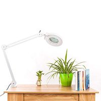 Elever LED Magnifying Lamp, White Desk Type Magnifying Glass Lamp Light for Desk, Sewing, Table - Bright Light for Reading, Crafts (US Standard) [US Stock]