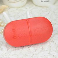 Pill Box 7 Day gLoaSublim,6 Compartments Portable Medicine Case Pill Shaped Tablet Box Organizer Container - Red