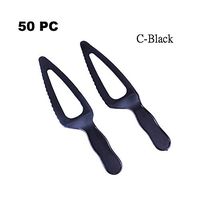 Wonderful Deluxe Disposable Plastic Tableware Premium Cake Knives Cutlery For Party & BBQ - 50 PC (C-Black)