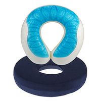 Fityle Donut Seat Wheelchair Coccyx Tailbone Cushion + Gel Memory Foam Cooling Pillow Kit for Sciatic Nerve Bedsore Relief