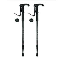 XIHAA Nordic Outdoor Three Section T Handle Hiking Trekking Stick 6061 Aluminum Alloy Adjustable, Ultralight For Travel Mountaineering(1 Pair),Black