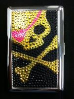 100's Skull Rhinestone Metal Cigarette Case 70312