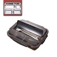 Bowl Bento Box 304 Stainless Steel Insulated Lunch Box Student Adult Lunch Box Fast Food Box Separation Plate Compartment with Lid Seal Double Food Contact Water Injection Insulation Household tablewa