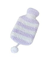 Purple Stripe Cute Hot Water Bottle with Soft Flannel Cover Portable, 20 * 12.5cm
