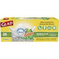 Glad Medium Quick-Tie Trash Bags - OdorShield 8 Gallon White Trash Bag, Gain Original with Febreze Freshness - 26 Count Each (Pack of 6)