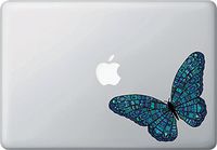 Yadda-Yadda Design Co. Patterned Butterfly -Blue- Vinyl MacBook Laptop Decal Sticker - Copyright2016 YYDC (Size and Color Choices) (Medium, 6.5" w x 4" h, Blue)