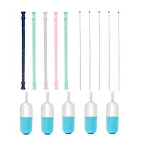 15 Pieces Collapsible Silicone Straws, 10" Extra Long Foldable Reusable Drinking Straw Premium Food-Grade Portable Set with Hard Case Holder Cleaning Brush for Travel, Household, Outdoor