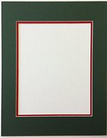 16x20 Green and Bright Red Double Picture Mat, Bevel Cut for 11x14 Picture or Photo