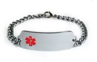 Type 2 Diabetes Medical ID Alert Bracelet with Embossed Emblem from Stainless Steel. Style: Classic Wide, Premium Series.