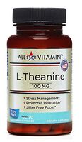 L-Theanine, 100 mg, 70 Vegetarian Capsules, Stress Free, Relaxation, Focus, Non-GMO, Gluten Free, All-Star Vitamin