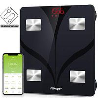 Bluetooth Body Fat Scale by Aikoper, USB Rechargeable Smart Digital Bathroom Weight Scale, with 13 Data iOS & Android App, Body Composition Analyzer for BMI, Body Fat%, Muscle Mass, Water, 396lbs