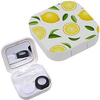 Portable Contact Lens Case Box Travel Kit Mirror + Bottle + Tweezers Container Holder [ Lemons ]