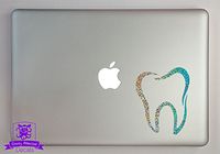 Overly Attached Decals Molar Tooth Specialty Vinyl Decal Sized to Fit A 11" Laptop - Silver Metal Flake