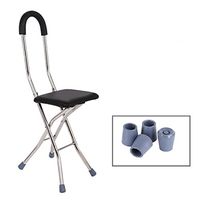 HANGER Collapsible Stainless Steel Crutch Stool Chair Sticks Crutches Elderly For Sports / Travel / Mountain Climbing / Fishing Safe And Comfortable Length Of 78cm , black