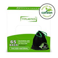 TYPLASTICS Large Black Trash Bags 30 Gallon with Drawstring - Multipurpose Indoor Outdoor Large Garbage Bag(65 Count)