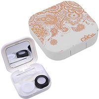 Portable Contact Lens Case Box Travel Kit Mirror + Bottle + Tweezers Container Holder [ Paisley Ethnic ]