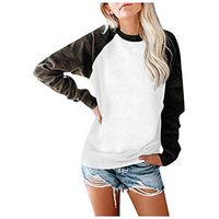 FEISI22 Women's Back Lace Color Block Tops Long Sleeve T-Shirts Blouses Basic O Neck T Shirt Cute Tunic Comfy Tops White