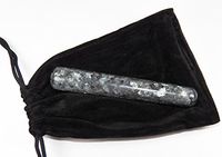 Fundamental Rockhound Products: Norwegian Moonstone/Larvikite Massage Wand Natural Gemstone Crystal, grounding Stone with Carrying Pouch