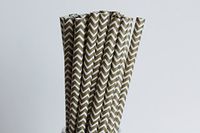 Gold Chevron Paper Straws (25)