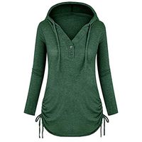 Mililian Blouses for Women,Women Hoodie Solid Long Sleeve Ruched Drawstring Sweatshirt Pullover Top Blouse Green