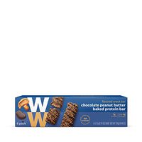 WW Chocolate Peanut Butter Baked Protein Bar - High Protein Snack Bar, 3 SmartPoints - 1 Box (6 Count Total) - Weight Watchers Reimagined