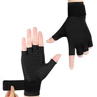 Copper Compression Gloves for Women or Men - 1 Pair - Fingerless Arthritis Hand Relief Gloves (M)