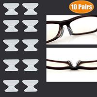 Eshylala 10 Pairs/20PCS Anti-Slip Silicone Nose Pads for Eyeglass Sunglass Glasses Spectacles Stick On Nose Pad, 2.5mm, Clear