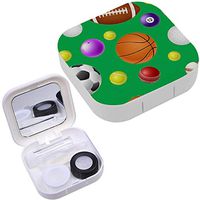 Portable Contact Lens Case Box Travel Kit Mirror + Bottle + Tweezers Container Holder [ Sports Ball ]