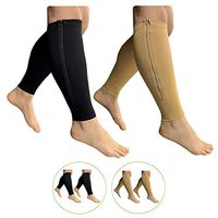HealthyNees Footless 15-20 mmHg Zipper Compression Leg Calf Shin Sleeve 2 Pairs (Mix Combo, 3X-Large)