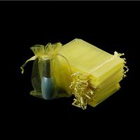 LNKA 100 PCS Assorted Colors Size Drawstring Organza Gift Bags Jewelry Pouches Festival Wedding Party Favor Candy Bags for Choose (Yellow (100pcs), 13CMx18CM(5"x7"))