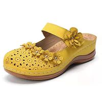 Women's Casual Round Toe Sandals,Ladies Non-slip Slip on Flower Comfortable Ankle Hollow Soft Shoes