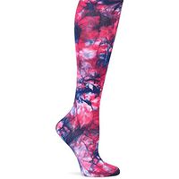 Nurse Mates Women's 12-14 mmHg Wide Calf Compression Trouser Sock (Navy Rasberry Tie Dye)