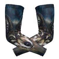 LEVEIS Wolf Arm Sleeves UV Protection for Men Women Sunblock Protective Gloves Running Golf Cycling Driving Long Arm Cover 1 Pair