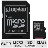 Professional Kingston 64GB Kyocera DuraForce Pro MicroSDXC Card with custom formatting and Standard SD Adapter! (Class 10, UHS-I)