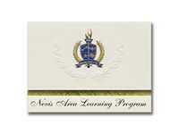 Signature Announcements Nevis Area Learning Program (Nevis, MN) Graduation Announcements, Presidential style, Basic package of 25 with Gold & Blue Metallic Foil seal