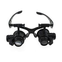 Headband Magnifier with 2Led Light, Head-Mounted Handsfree Reading Magnifying Glasses, Jeweler,Watch Loupe (10X, 15X, 20X, 25X) 4 Replaceable Lenses