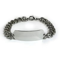 Diabetic ON Insulin Medical ID Alert Bracelet with Embossed Emblem and Wide Chain. Style: Classic Wide, Premium Series.
