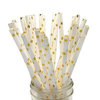 Gadagoda Foil Gold Drinking Paper Straws Cake Flags For Birthday Wedding Decorative Party Event Supplies 25pcs