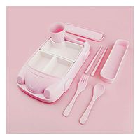 LYQZ Bamboo Fiber Baby Plate Divided Children's Tableware Separated Children Eating Bowl Cartoon Car Home Shatter-resistant Suit (color : B)