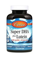 Carlson - Super DHA Plus Lutein, 1000 mg DHA + 20 mg Lutein, Brain Support, Cognitive Function & Mental Clarity, 120 Softgels