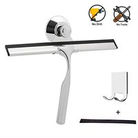 DIFEN Stainless Steel Squeegee for Shower Wiper Scraper Cleaner with with Replacement Blade and Hook for Bathroom Floor Kitchen Wet Room Mirror Car Window Glass Cleaning