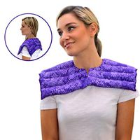 Upper Body Neck & Shoulder Wrap- Microwavable & Reusable - Hot and Cold Therapy for Anxiety, Stress, Tension Relief by Nature Creation (Purple Flowers)