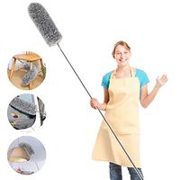 Ceiling Fan Duster with Extension Pole(Stainless Steel), Extra Long100 inches Microfiber High Feather Duster for Cleaning, with Bendable Non-Scratch Head, Extendable Detachable for Cobweb Interior Car